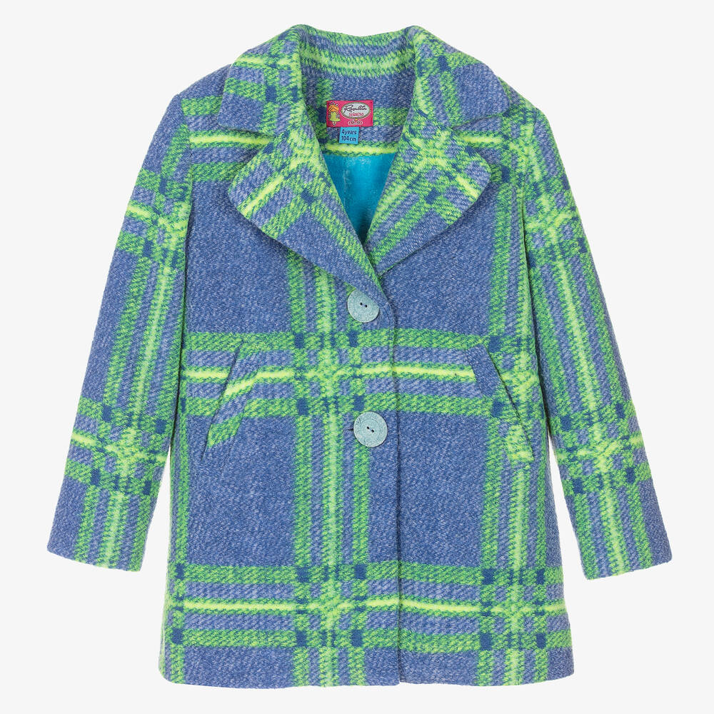 Rosalita Señoritas - Сине-зеленое пальто в клетку для девочек | Childrensalon