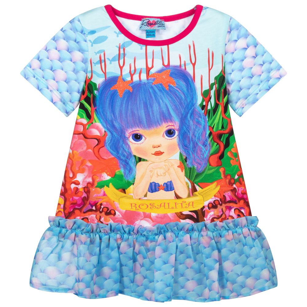 Rosalita Señoritas - Girls Blue Mermaid Tunic Top | Childrensalon