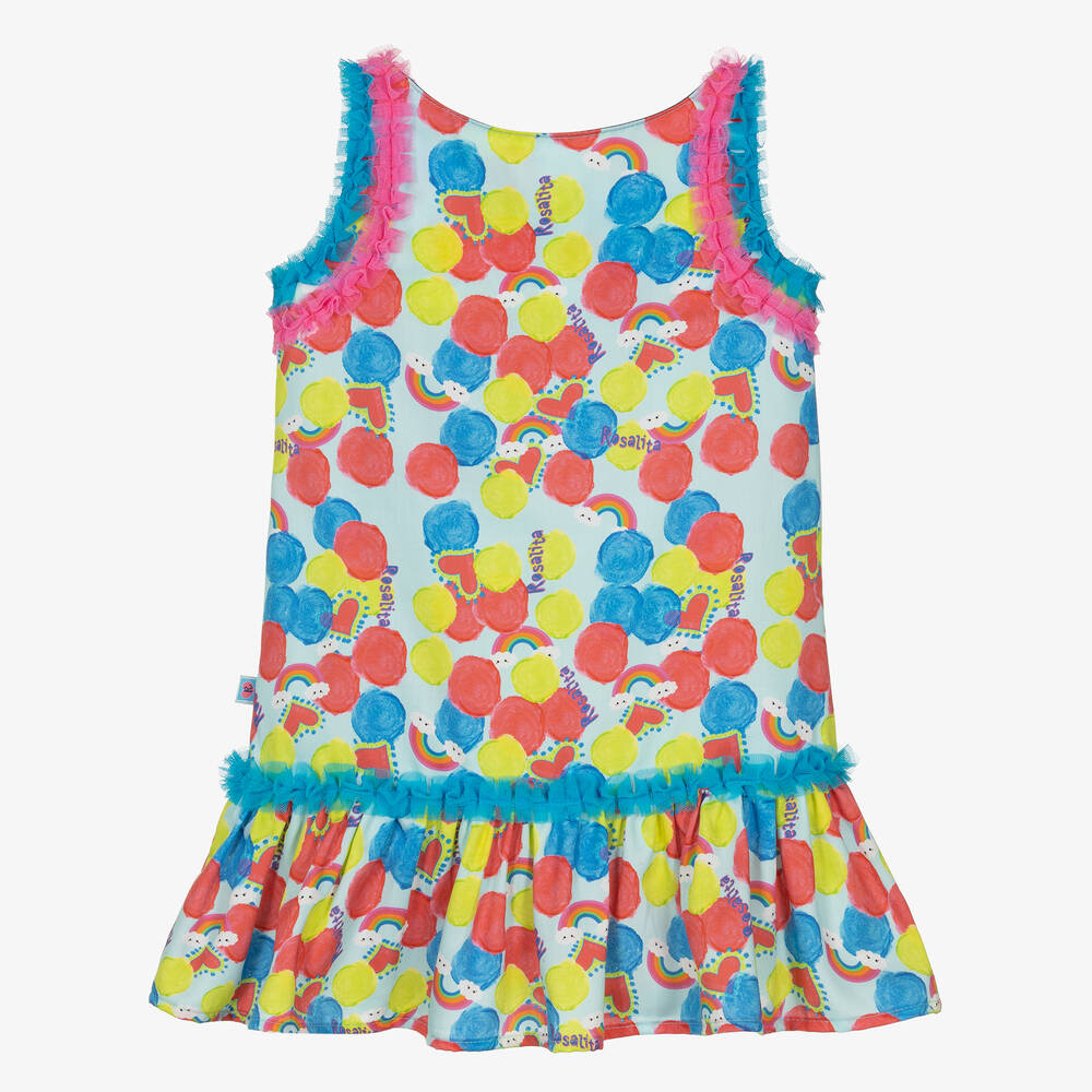 Rosalita Señoritas-Girls Blue Milkshake Logo Dress | Childrensalon Outlet