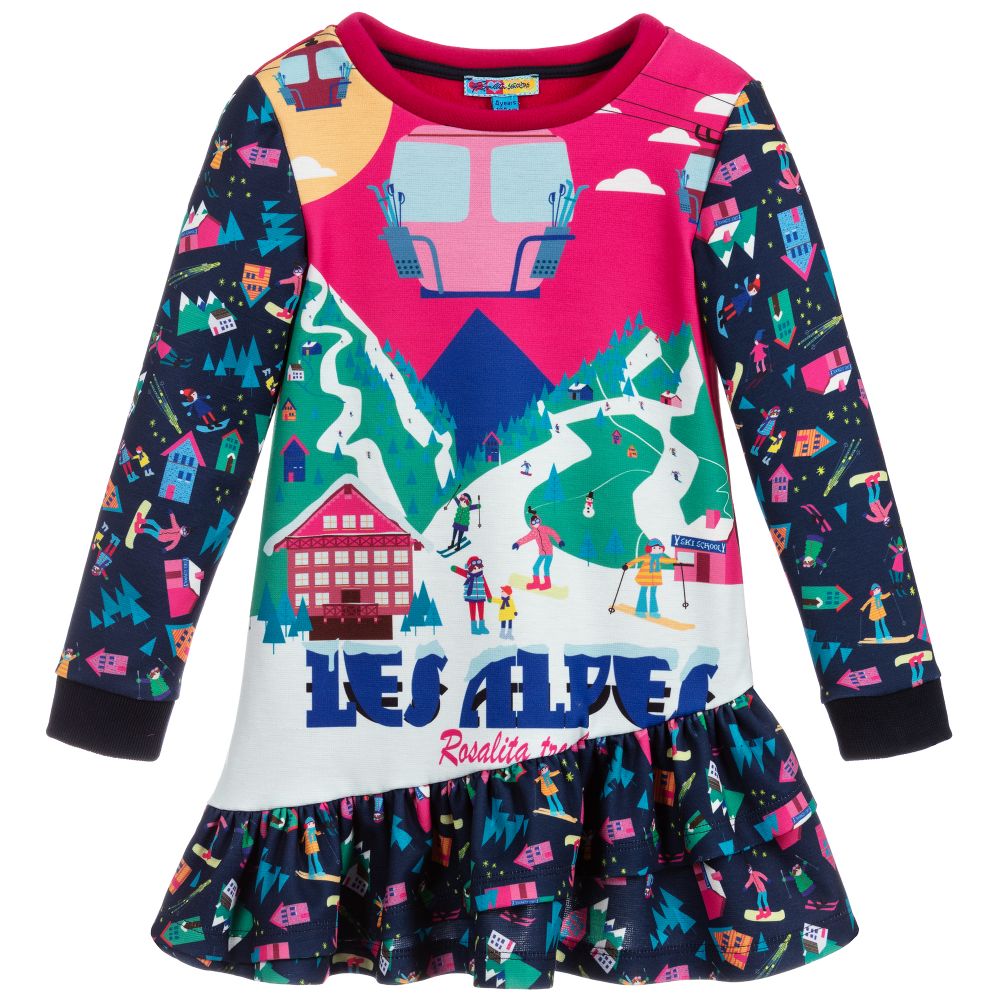 Rosalita Señoritas - Robe bleue et rose en jersey Fille | Childrensalon