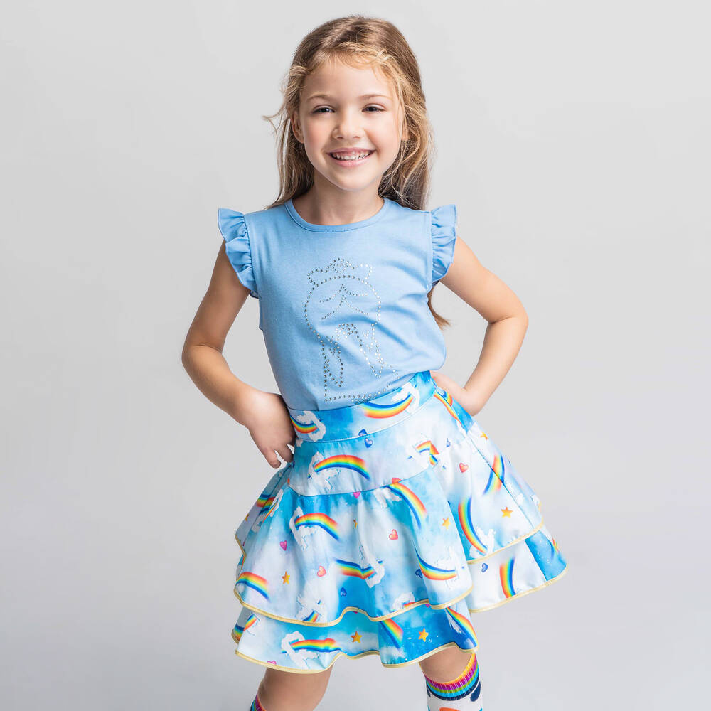 Rosalita Señoritas-Голубая юбка с радугами для девочек | Childrensalon Outlet