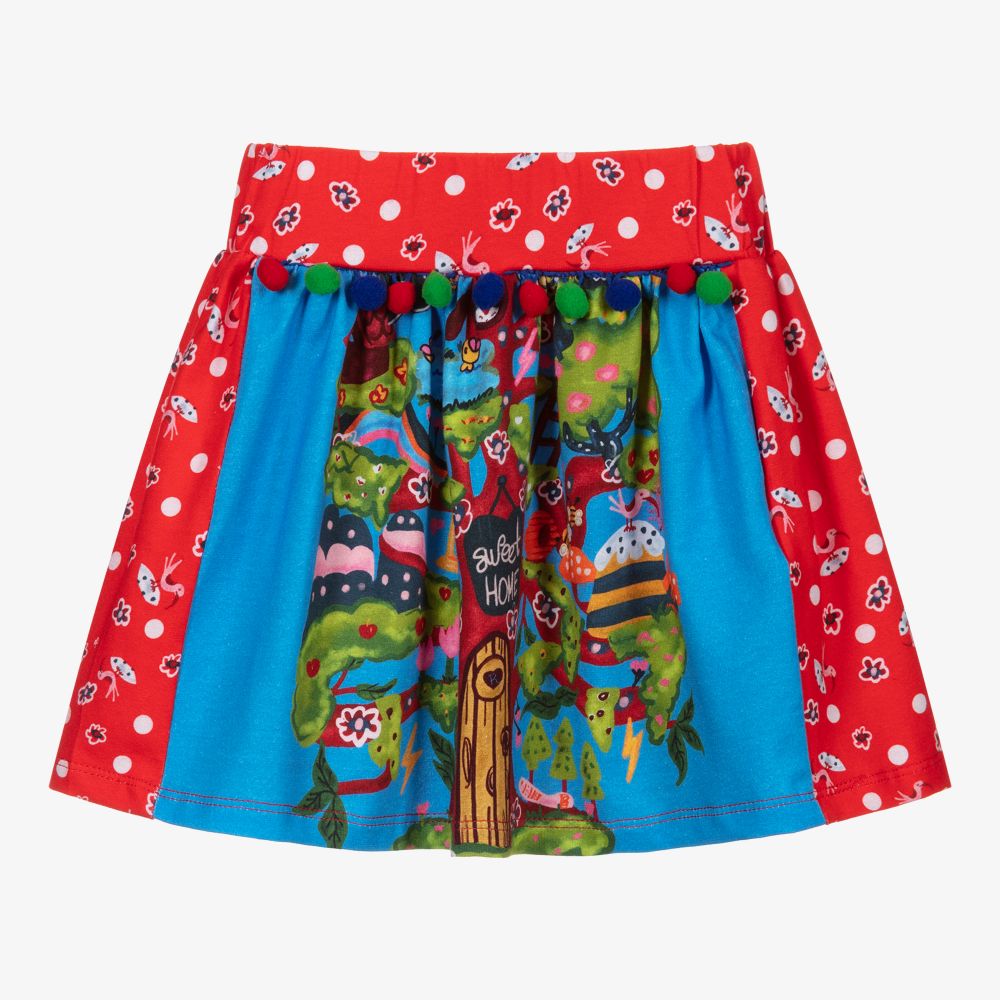 Rosalita Señoritas - Girls Blue & Red Cotton Skirt | Childrensalon