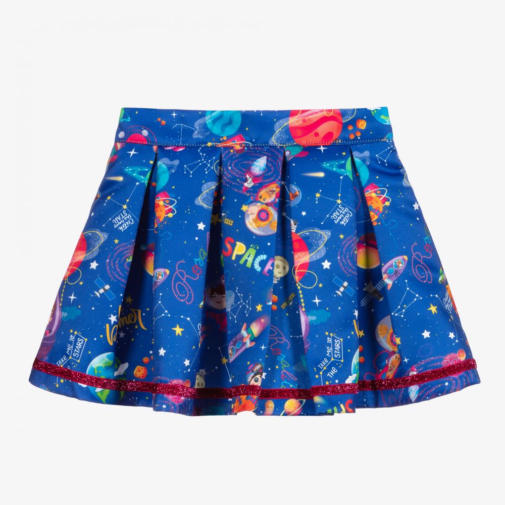 Rosalita Señoritas - Girls Blue Space Print Skirt | Childrensalon