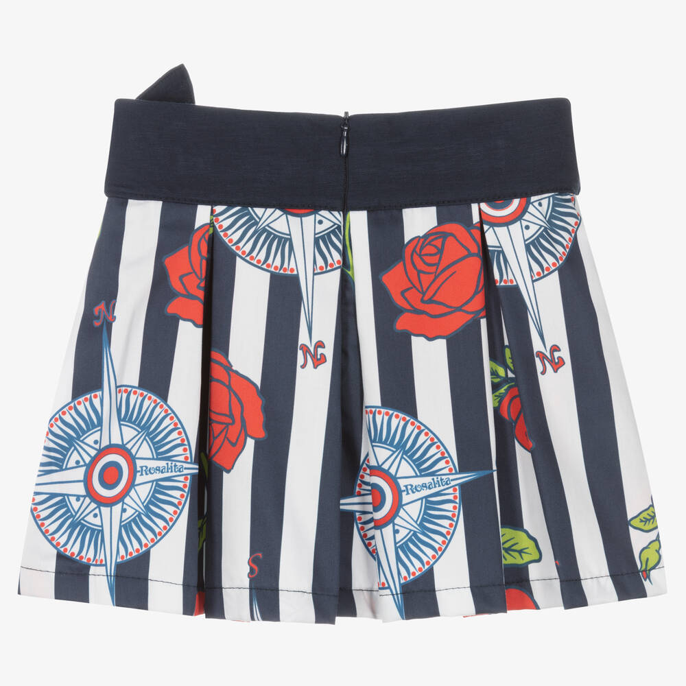 Rosalita Señoritas-Girls Blue Stripe Cotton Skirt | Childrensalon Outlet