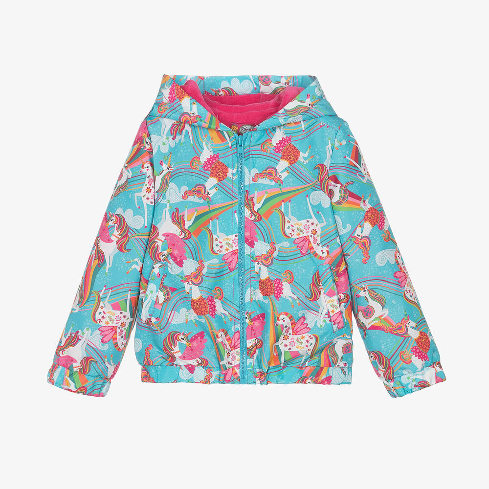 Rosalita Señoritas - Girls Blue Unicorn Hooded Jacket | Childrensalon