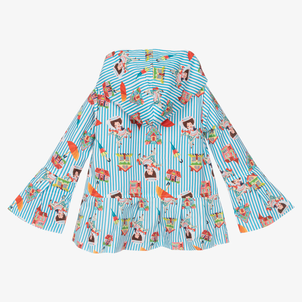 Rosalita Señoritas-Girls Blue & White Stripe Raincoat | Childrensalon Outlet