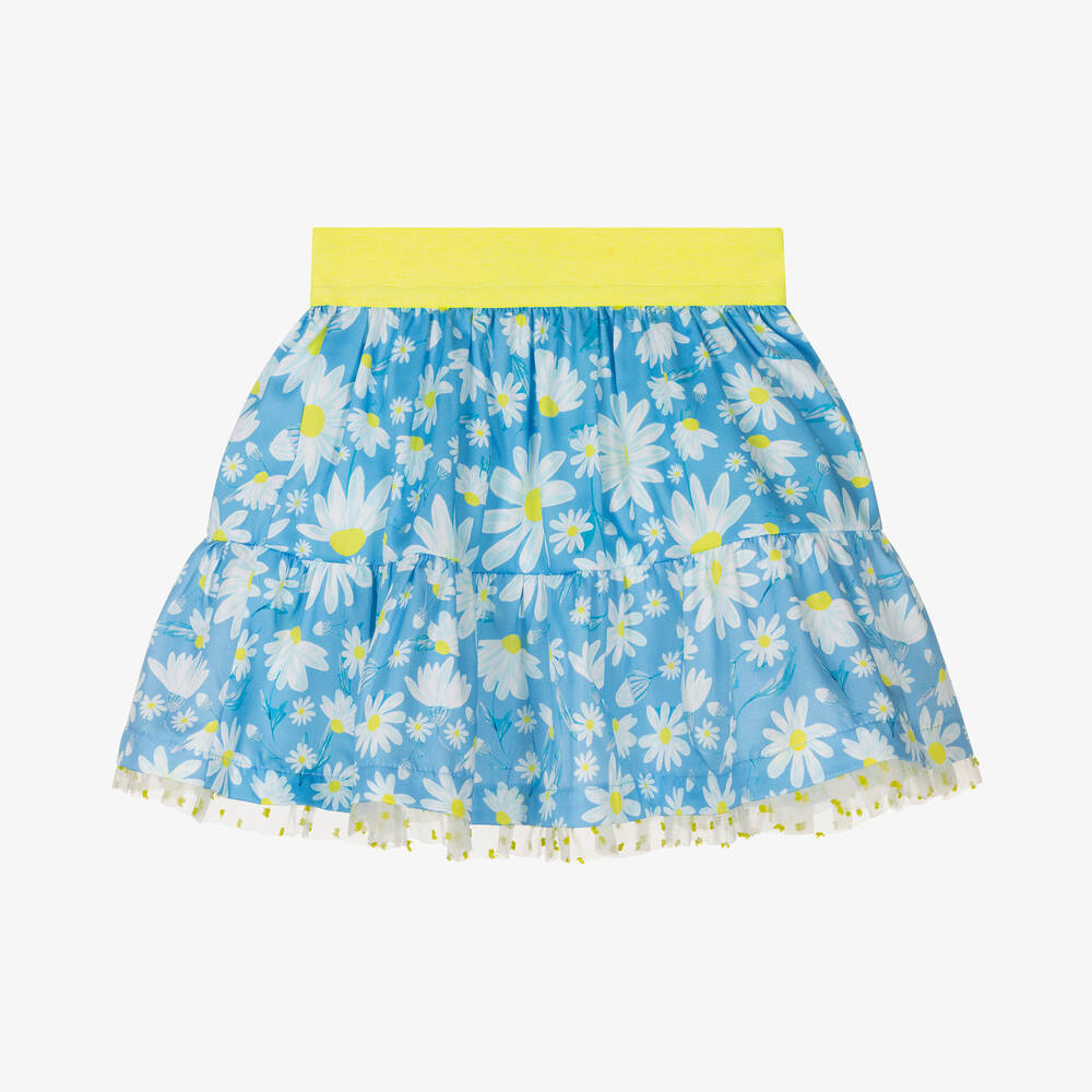Rosalita Señoritas - Girls Blue & Yellow Cotton Daisy Skirt | Childrensalon