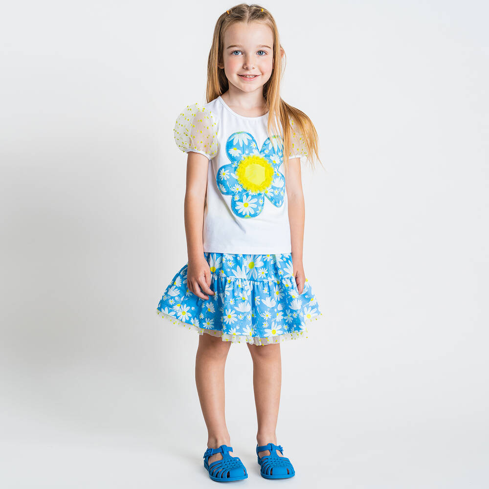 Rosalita Señoritas-Желто-голубая юбка с ромашками | Childrensalon Outlet