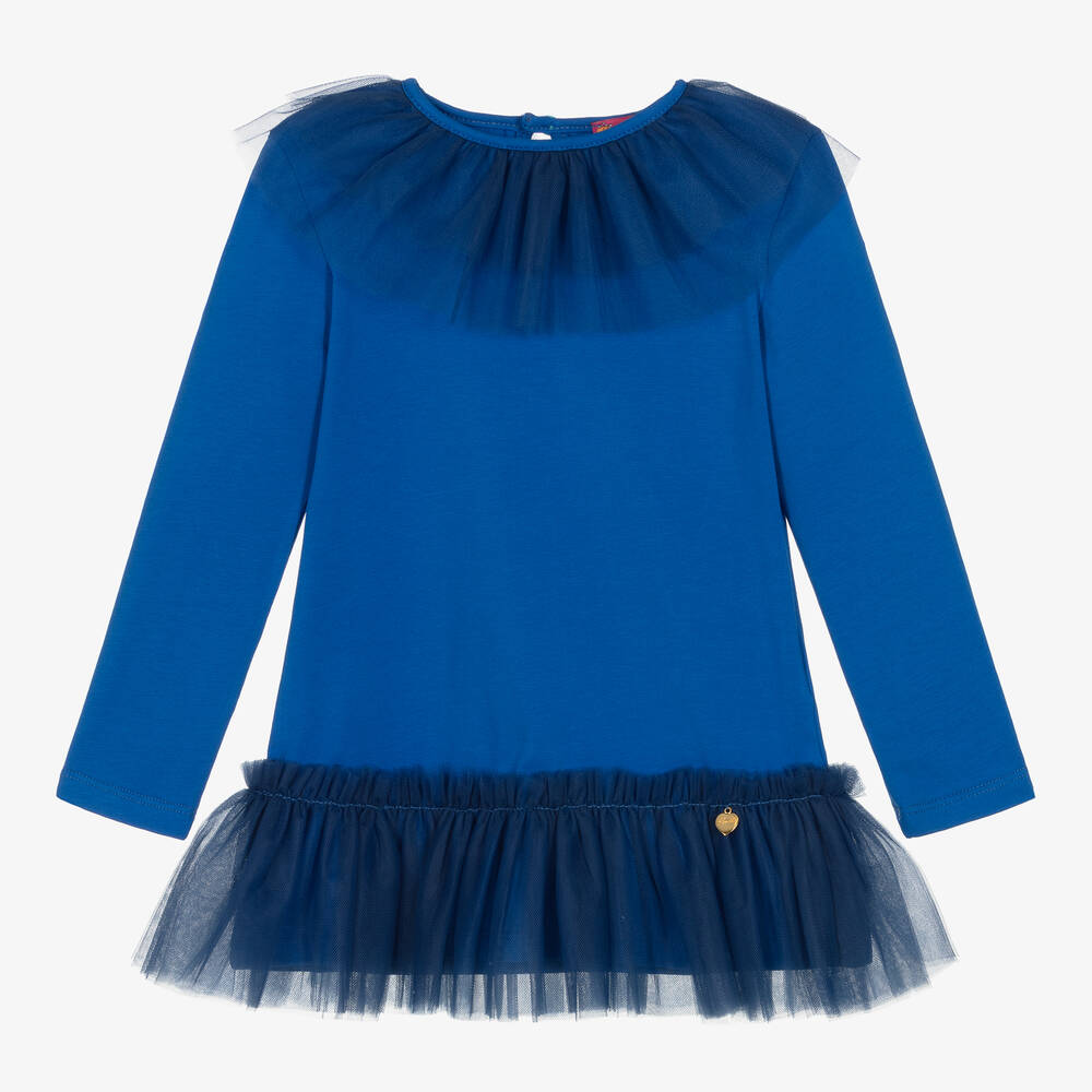 Rosalita Señoritas - Girls Cobalt Blue Cotton & Tulle Dress | Childrensalon
