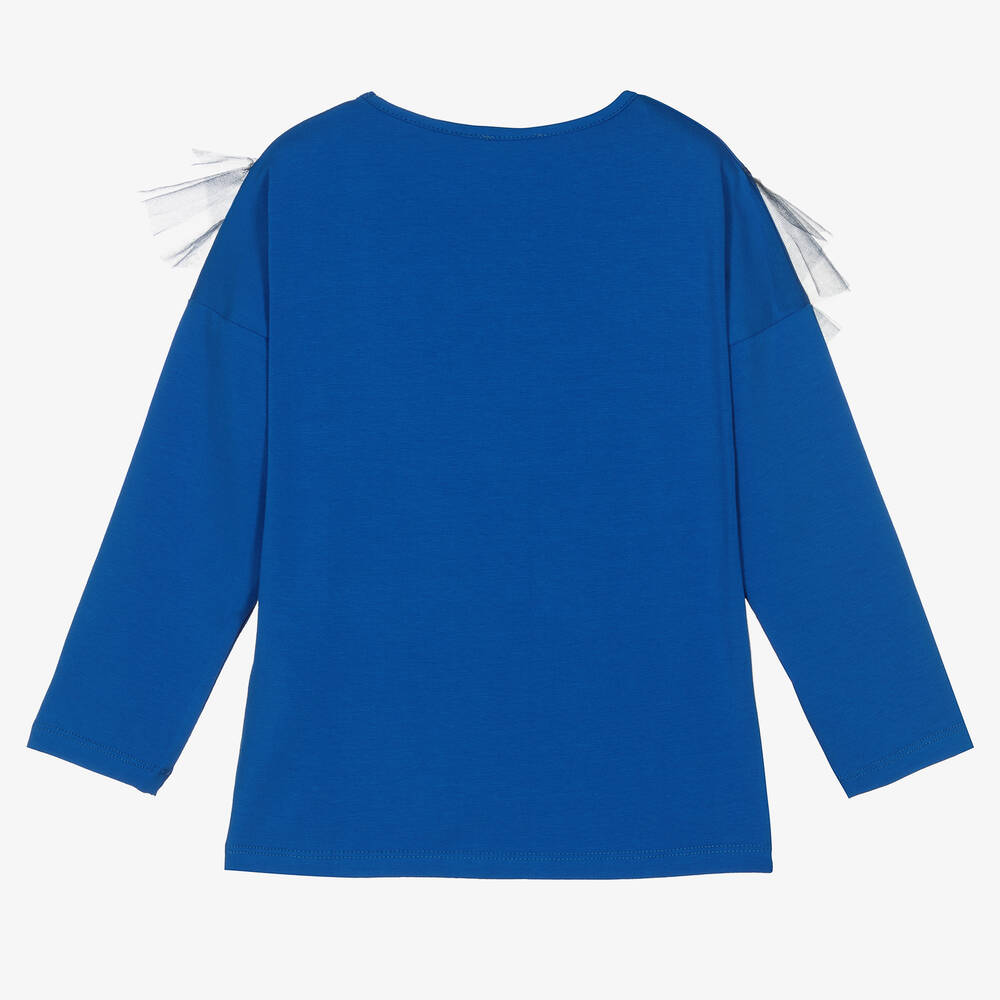 Rosalita Señoritas-توب قطن جيرسي وتول لون أزرق للبنات | Childrensalon Outlet