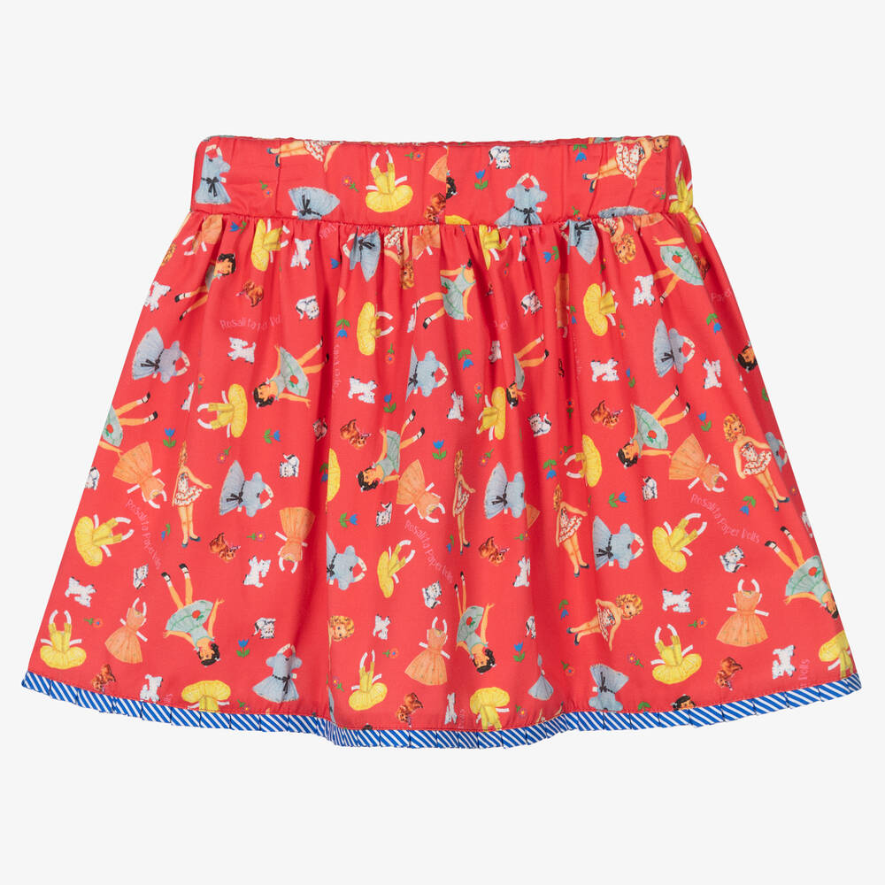 Rosalita Señoritas-Girls Coral Red Cotton Skirt | Childrensalon Outlet