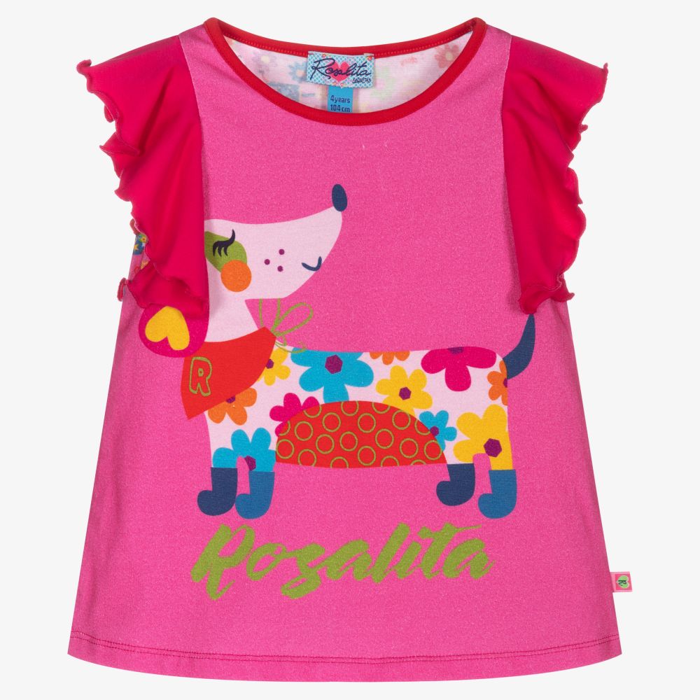 Rosalita Señoritas - Хлопковый топ цвета фуксии для девочек | Childrensalon