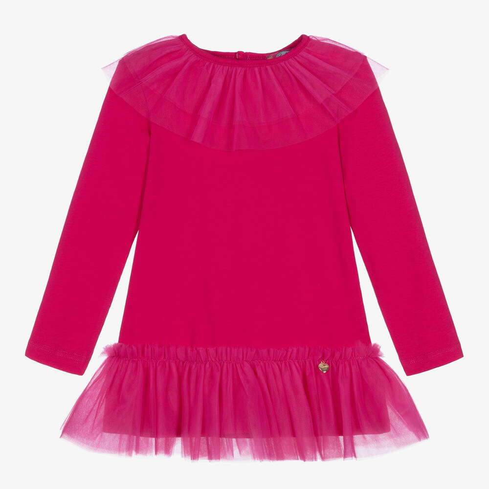 Rosalita Señoritas - Girls Fuchsia Pink Cotton & Tulle Dress | Childrensalon