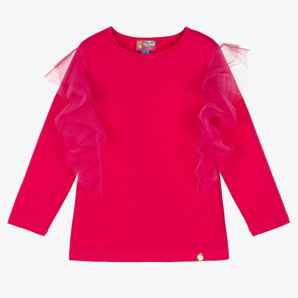 Rosalita Señoritas - Haut fuchsia en coton et tulle | Childrensalon