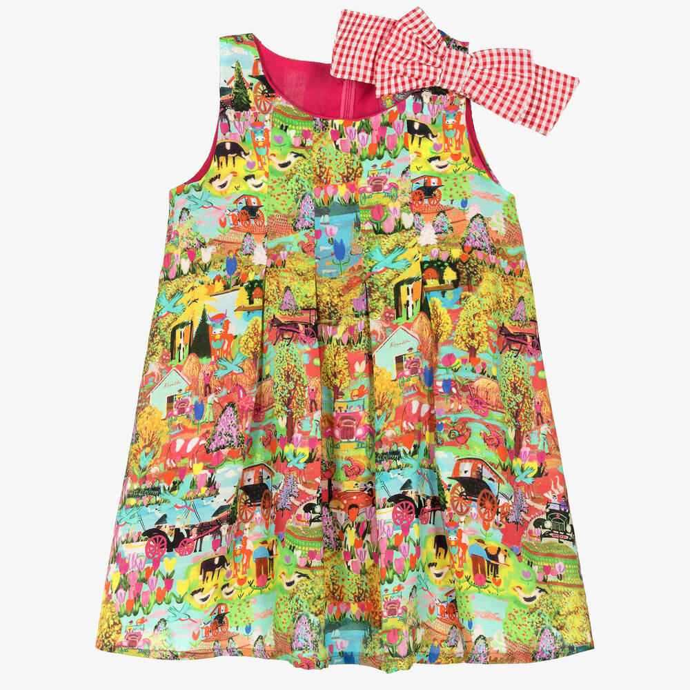 Rosalita Señoritas - Robe verte et rouge en coton ferme | Childrensalon