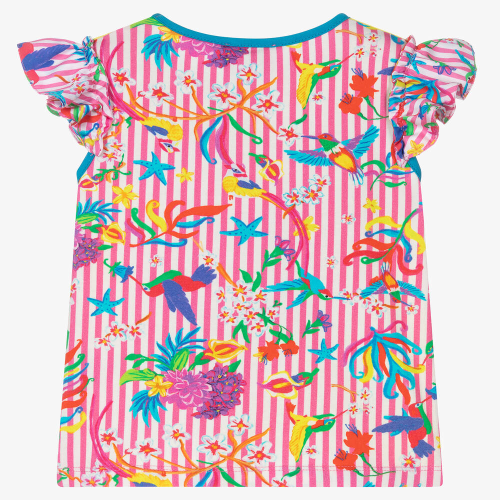 Rosalita Señoritas-Зеленая хлопковая футболка с тропическим принтом | Childrensalon Outlet