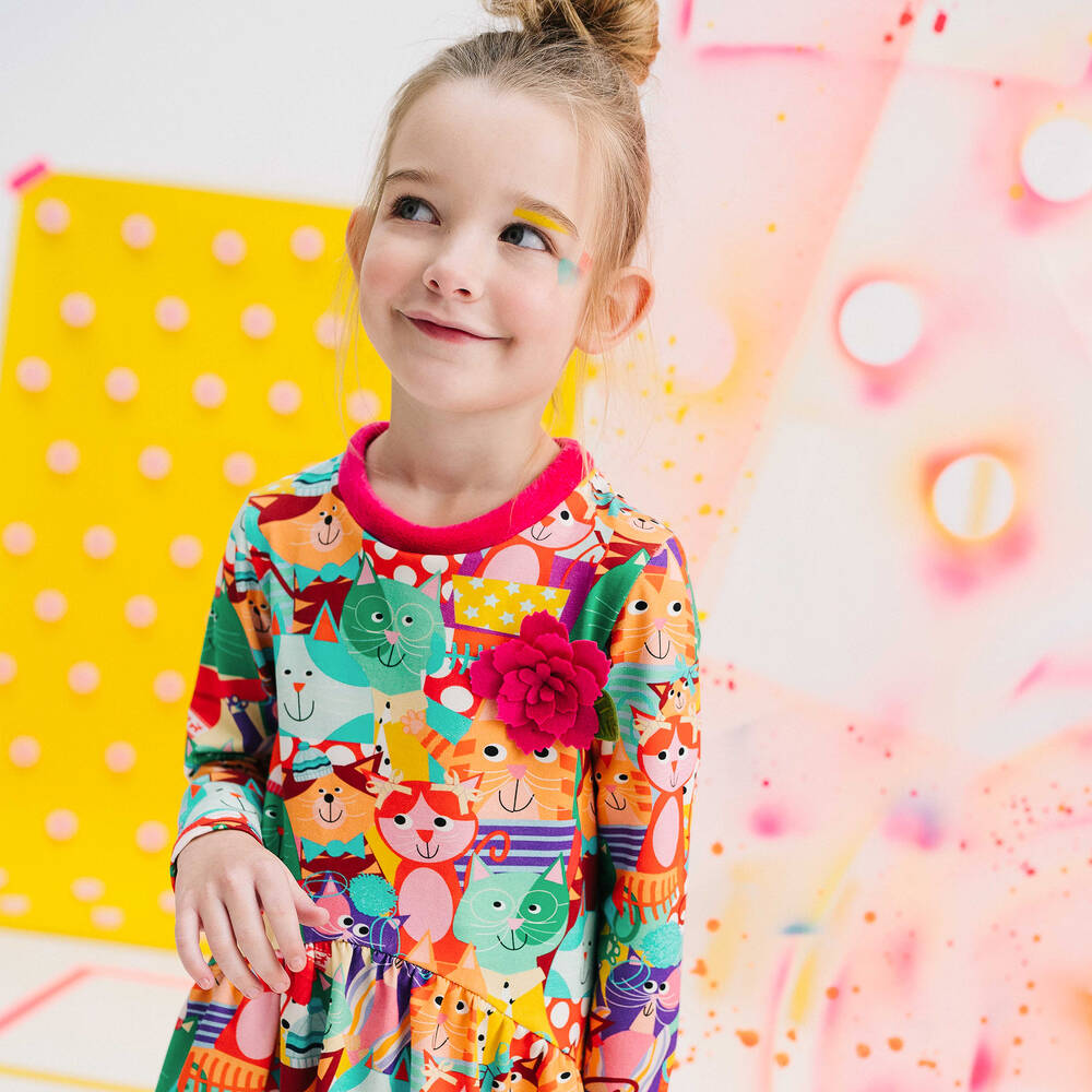 Rosalita Señoritas-Girls Multicoloured Cotton Cat Dress | Childrensalon Outlet