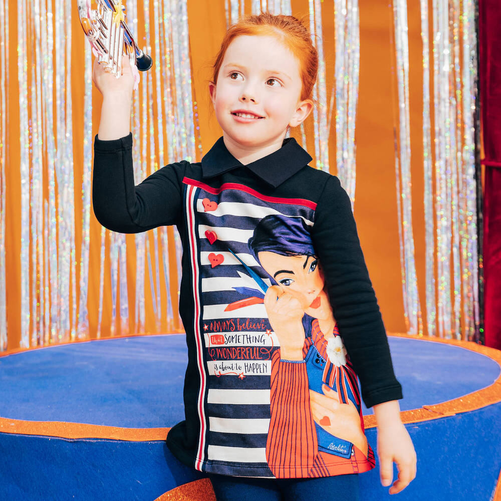 Rosalita Señoritas-Girls Navy Blue Cotton Dress | Childrensalon Outlet