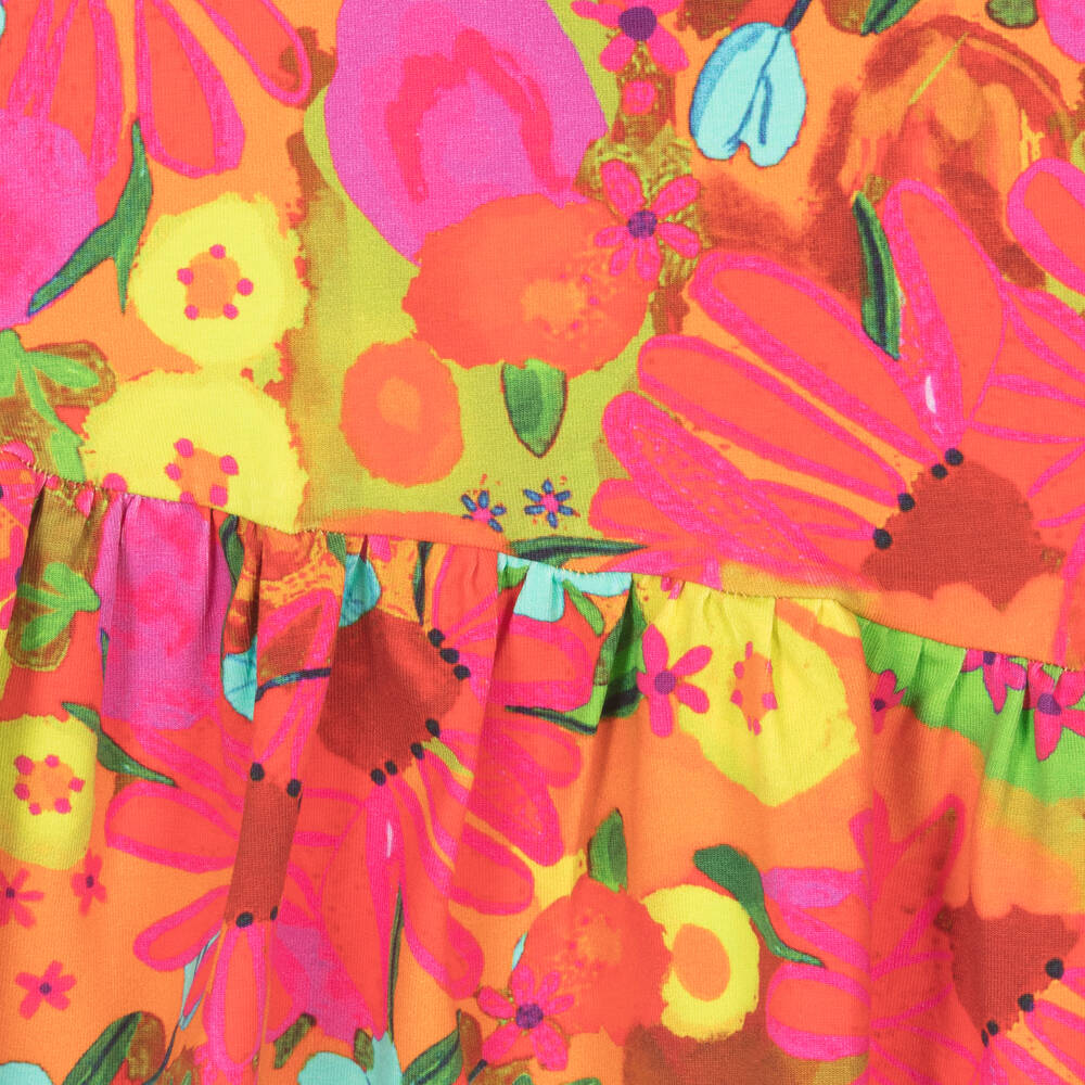 Rosalita Señoritas-Girls Orange Cotton Floral Dress | Childrensalon Outlet