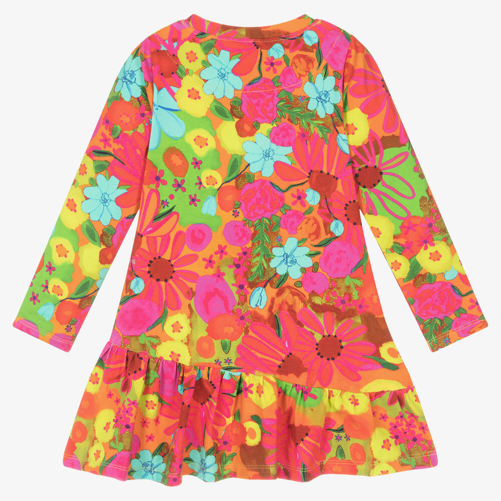 Rosalita Señoritas-Girls Orange Cotton Floral Dress | Childrensalon Outlet