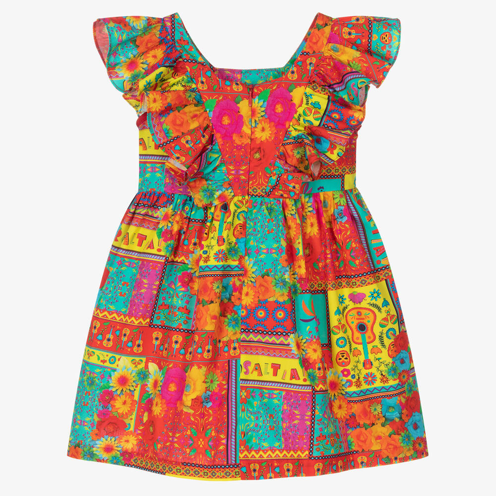 Rosalita Señoritas-Girls Orange Cotton Ruffle Dress | Childrensalon Outlet