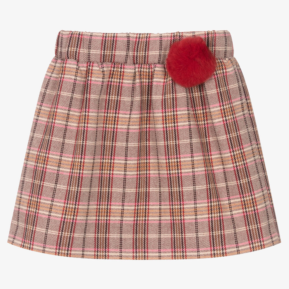 Rosalita Señoritas - Girls Pink & Beige Check Skirt | Childrensalon