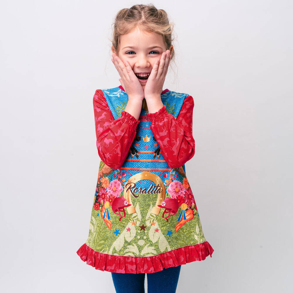 Rosalita Señoritas-Girls Pink & Blue Horse Dress | Childrensalon Outlet