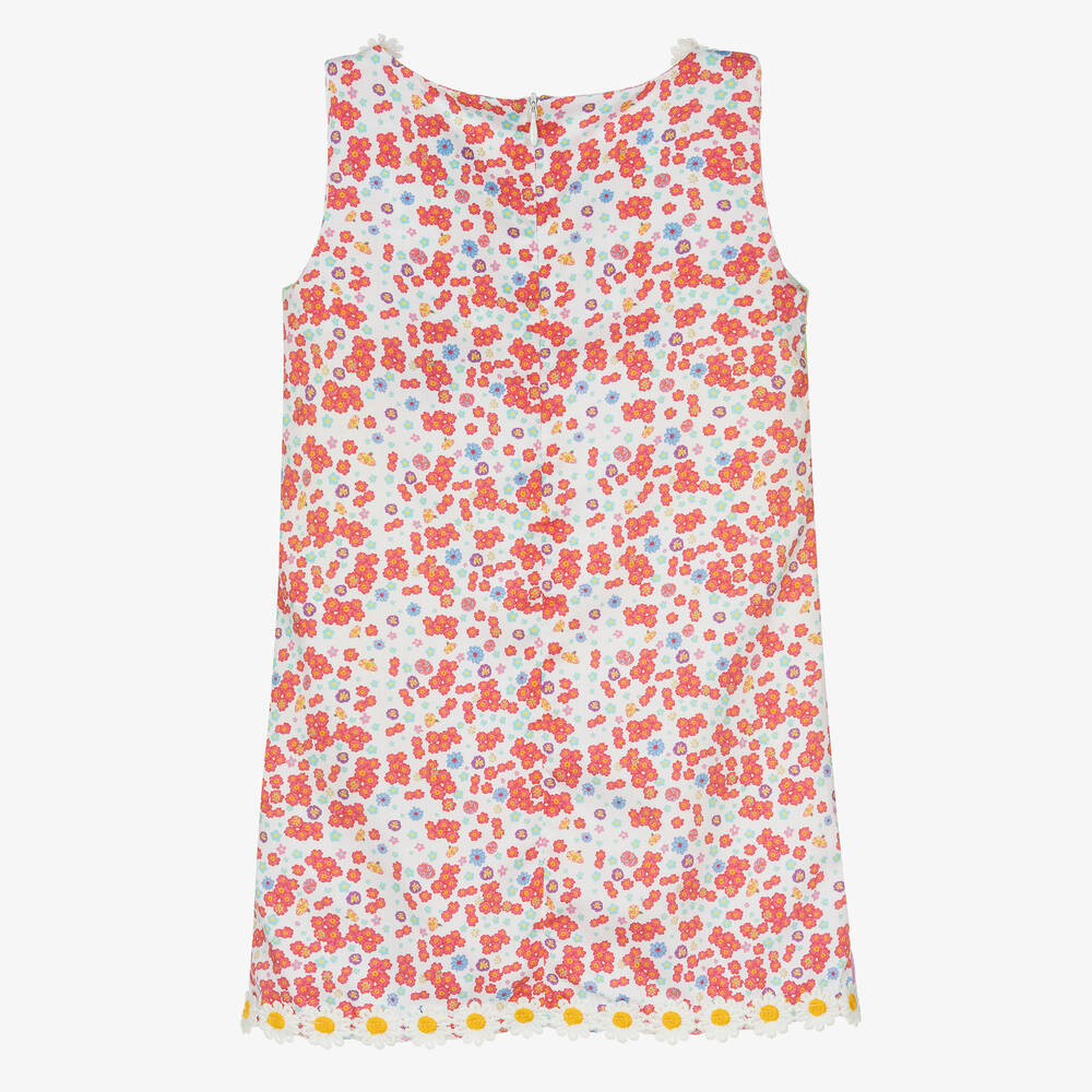 Rosalita Señoritas-فستان قطن ساتين لون زهري بطبعة ملونة | Childrensalon Outlet