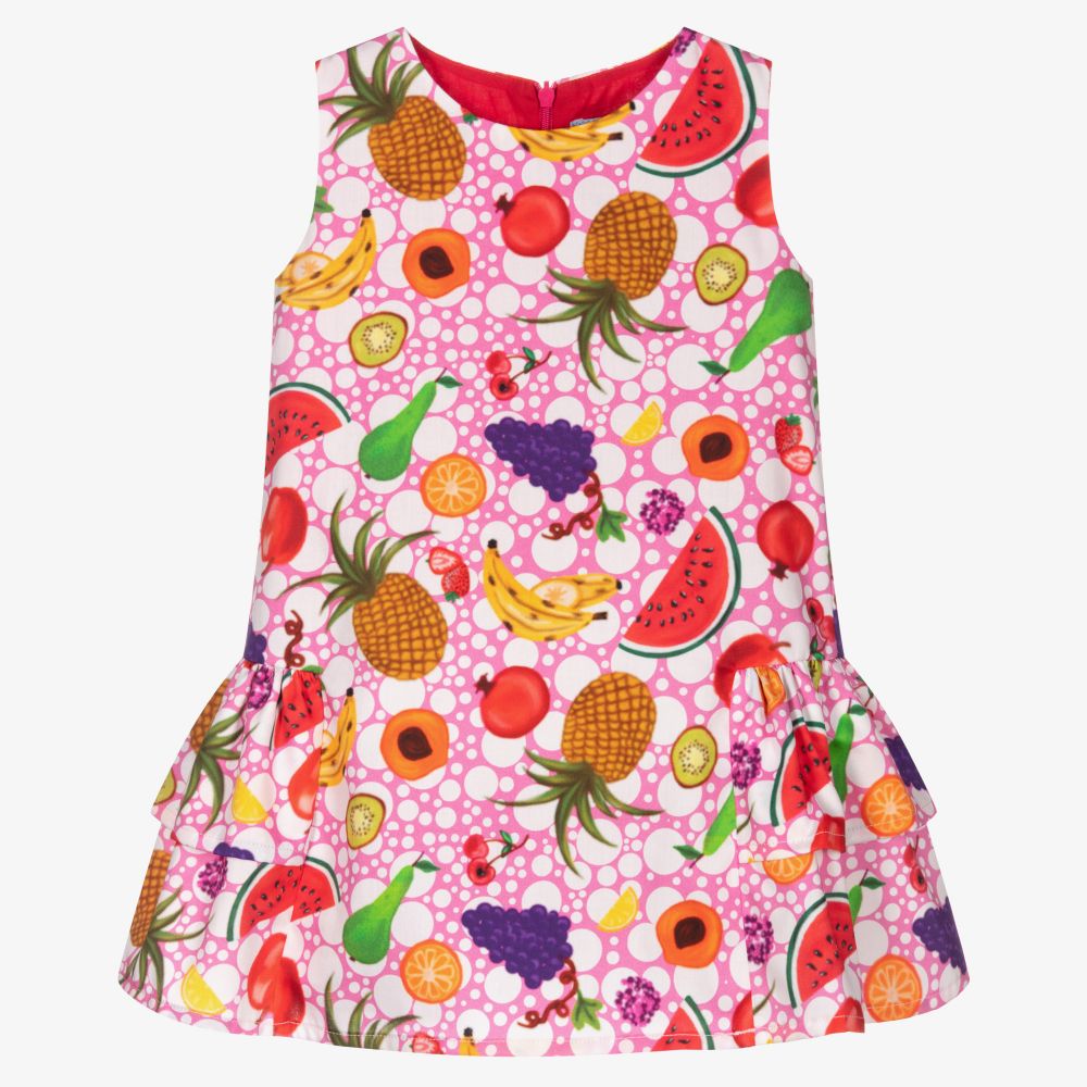 Rosalita Señoritas - Robe rose en coton Fruits Fille  | Childrensalon