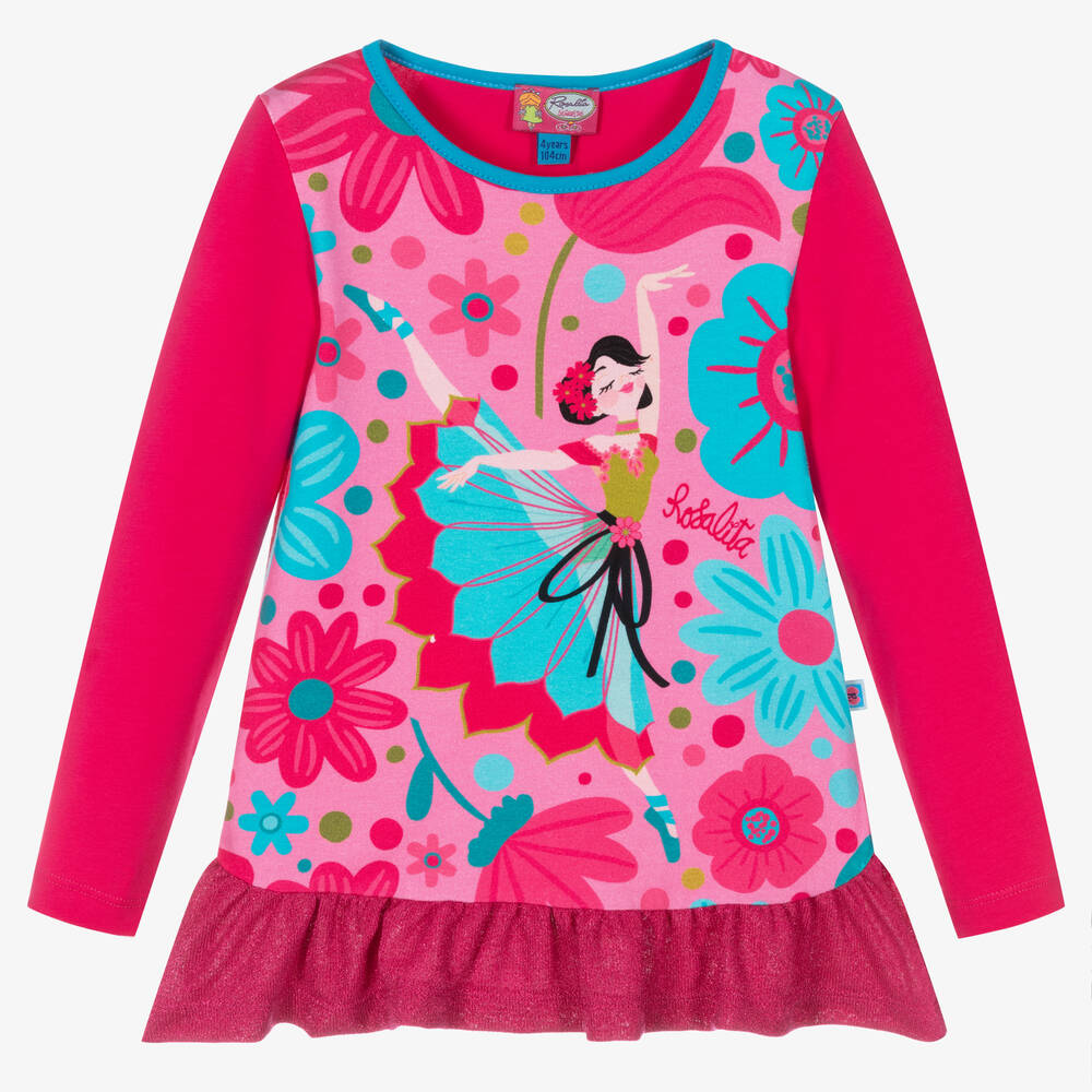 Rosalita Señoritas - Girls Pink Cotton Tunic Top | Childrensalon