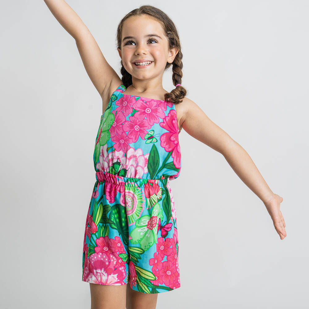 Rosalita Señoritas-بلاي سوت قطن تويل لون أخضر وزهري للبنات | Childrensalon Outlet