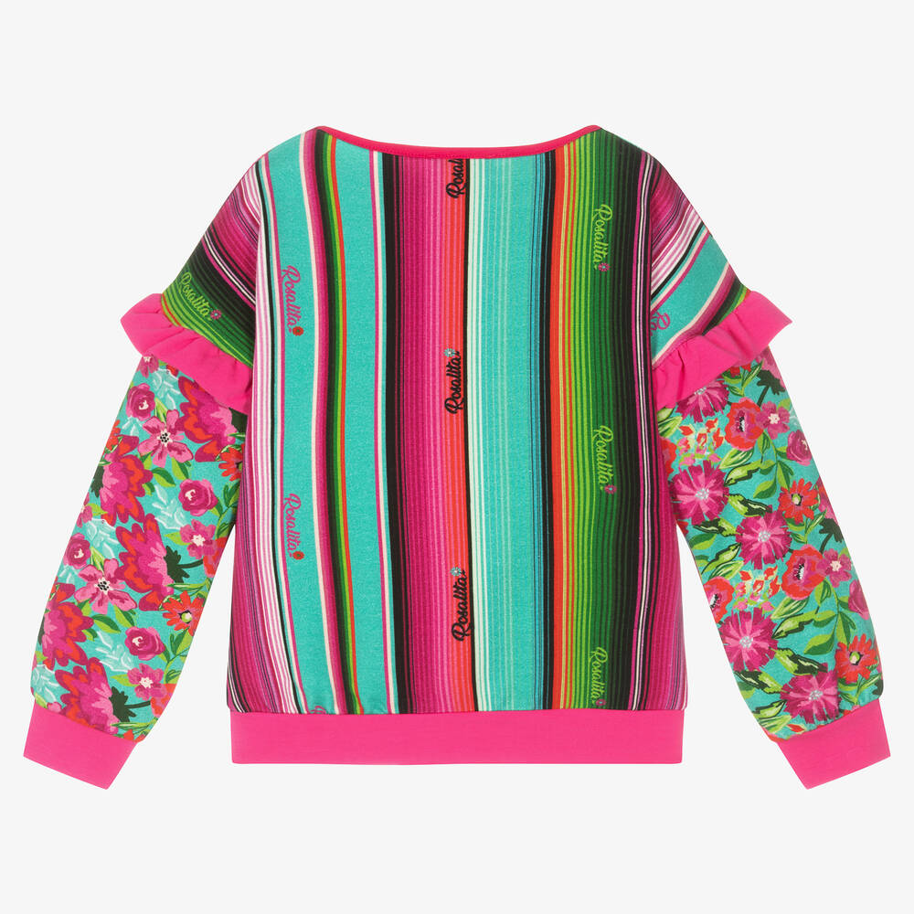 Rosalita Señoritas-سويتشيرت فيسكوز جيرسي مقلم لون زهري للبنات | Childrensalon Outlet