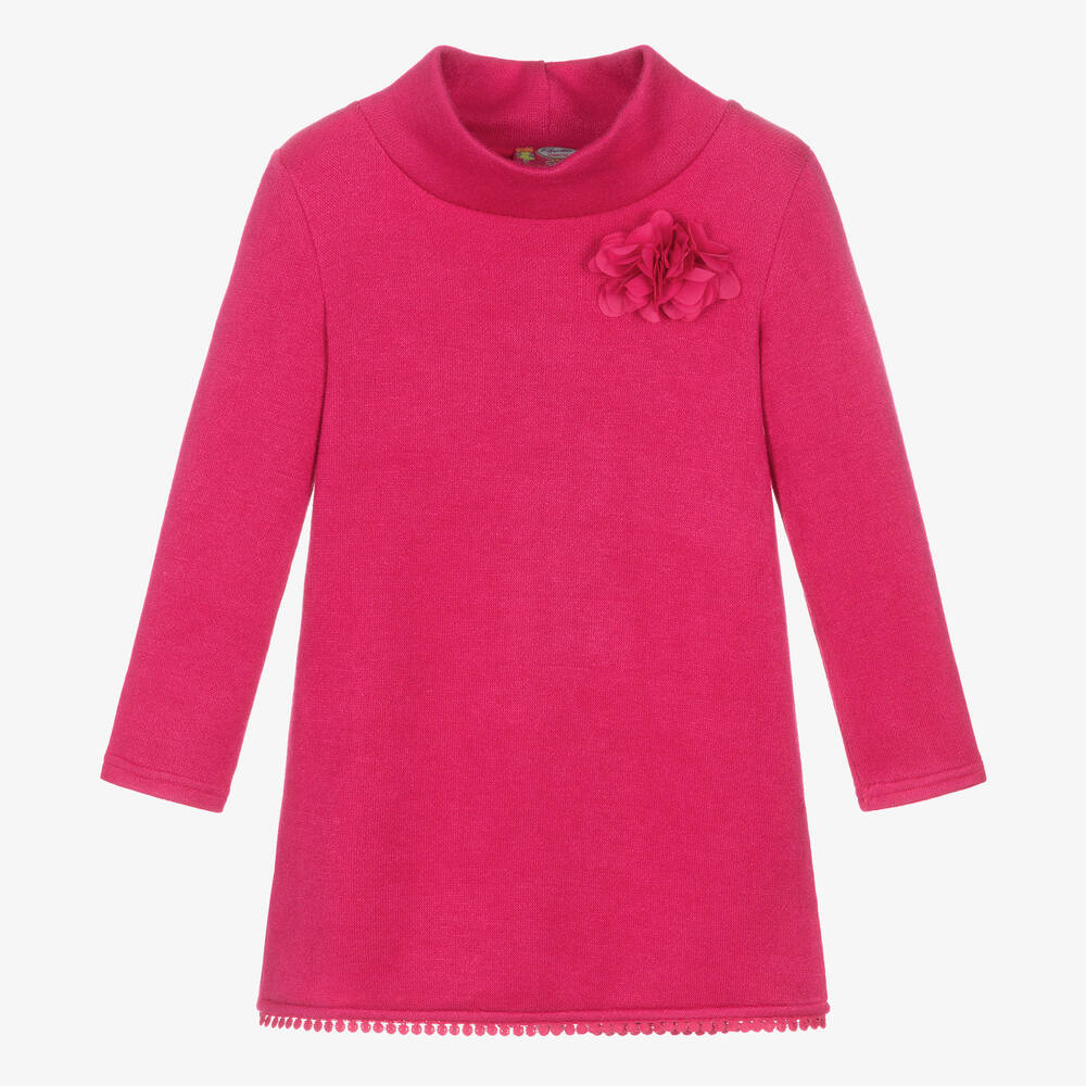 Rosalita Señoritas-Girls Pink Viscose Roll Neck Dress | Childrensalon Outlet