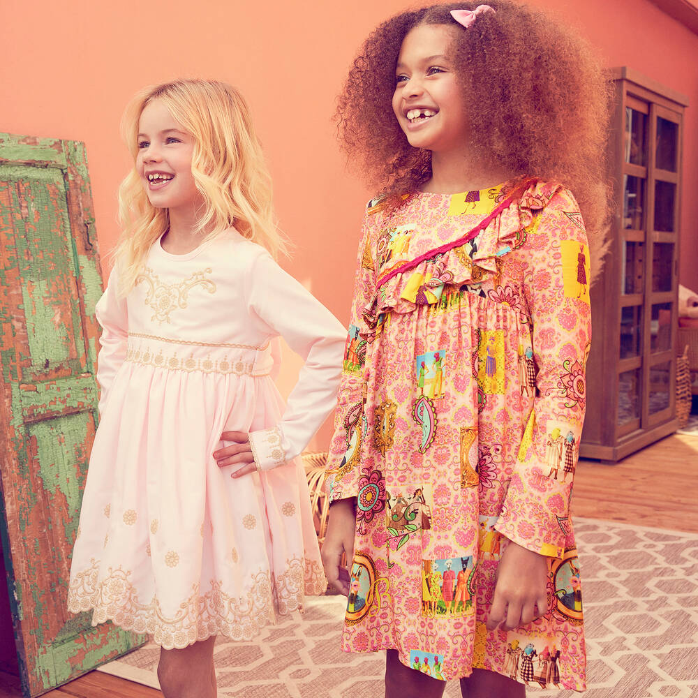 Rosalita Señoritas-Розово-желтое платье для девочек | Childrensalon Outlet