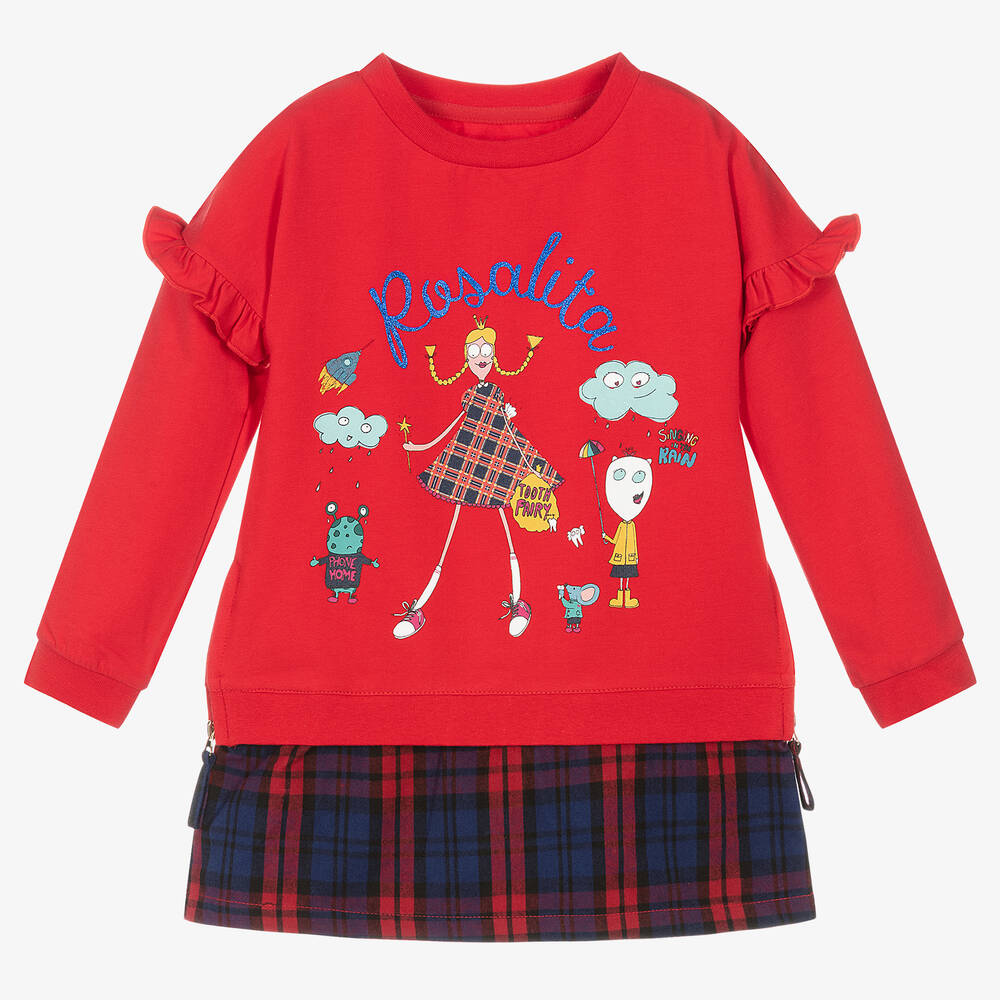 Rosalita Señoritas - Girls Red Cotton Dress | Childrensalon