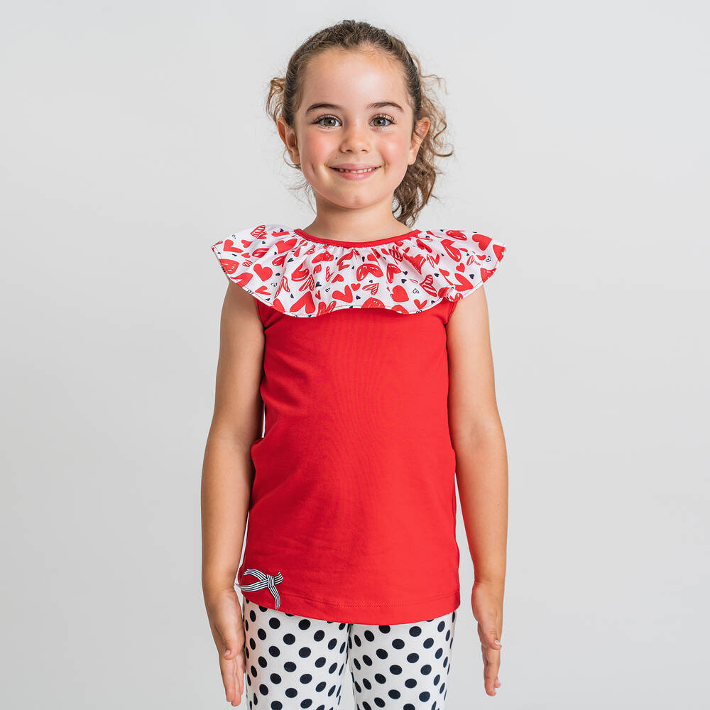 Rosalita Señoritas-تيشيرت قطن جيرسي لون أحمر للبنات | Childrensalon Outlet