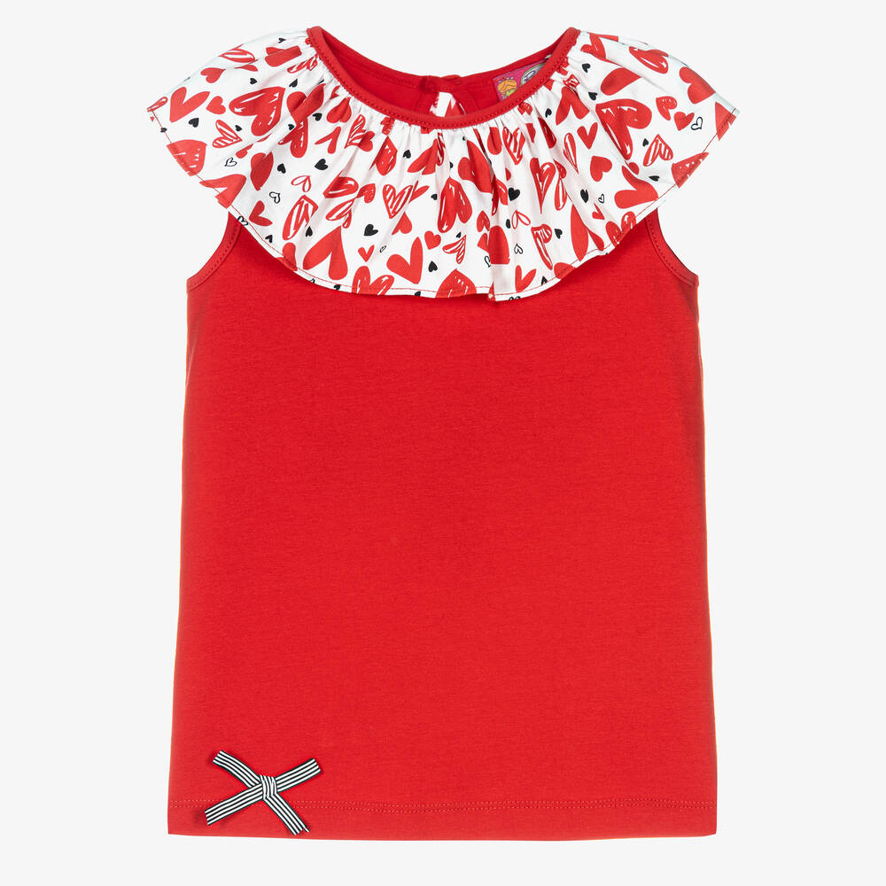 Rosalita Señoritas - Rotes Baumwoll-T-Shirt mit Herzen | Childrensalon