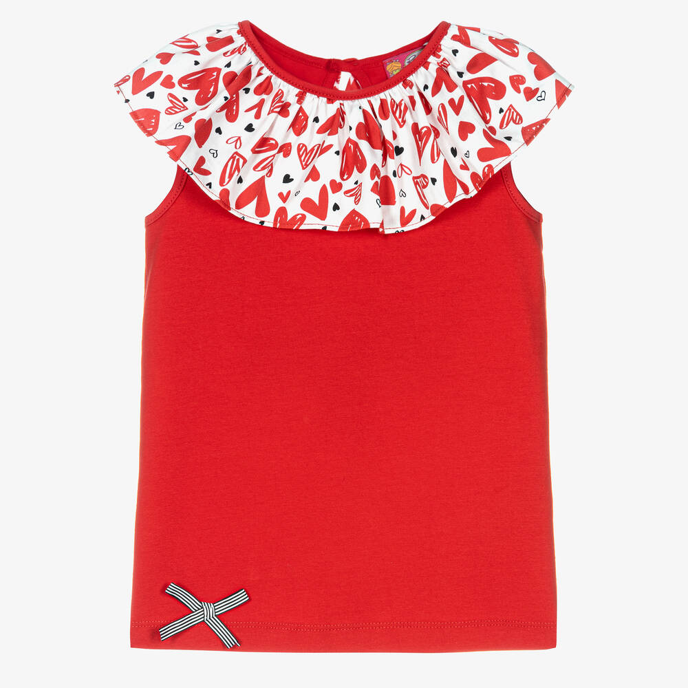 Rosalita Señoritas-Girls Red Cotton Heart T-Shirt | Childrensalon Outlet