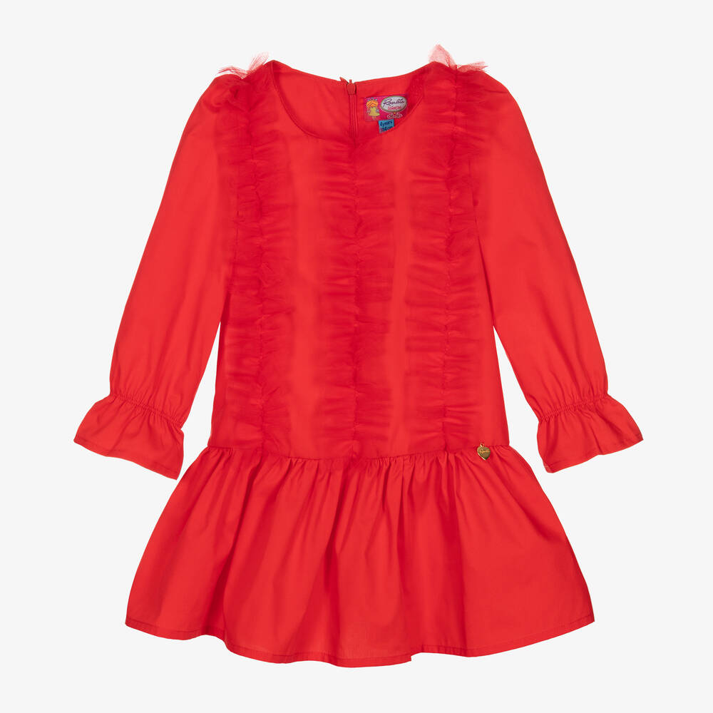 Rosalita Señoritas - فستان قطن وتول لون أحمر | Childrensalon
