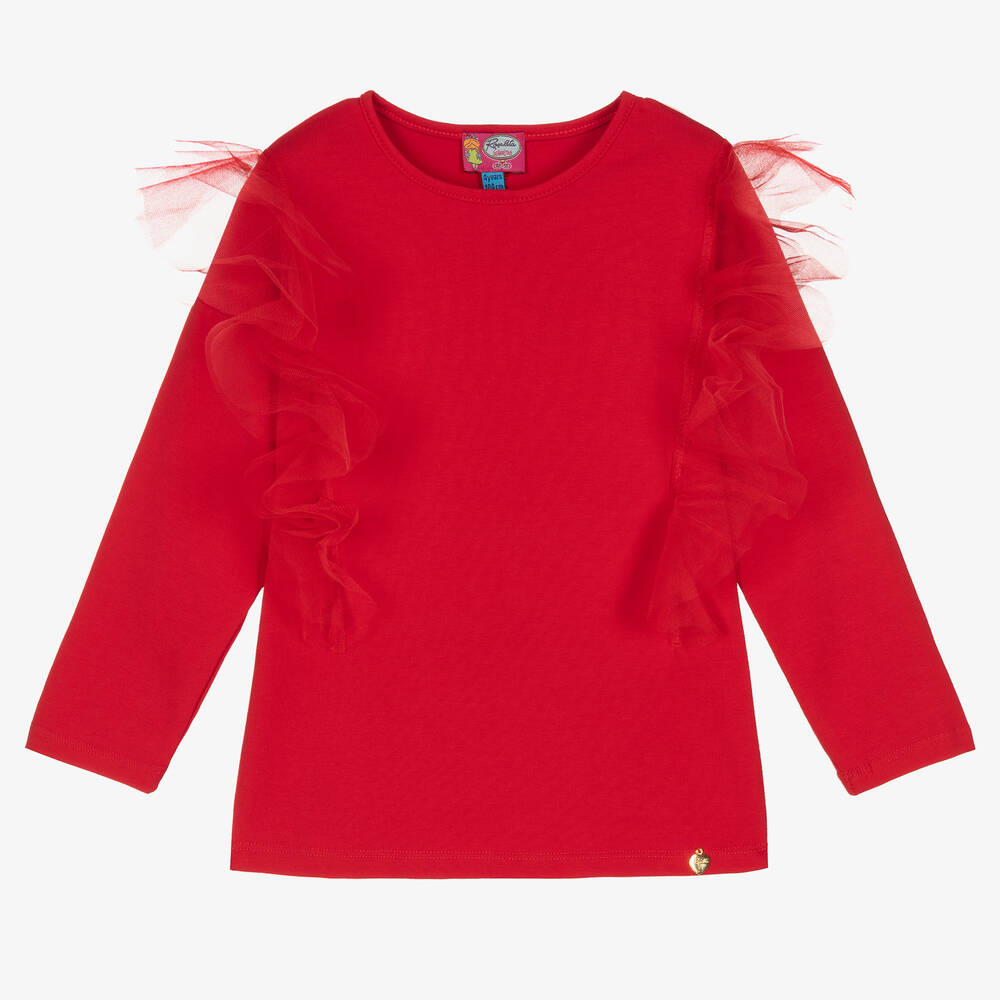 Rosalita Señoritas - Haut rouge en coton et tulle fille | Childrensalon