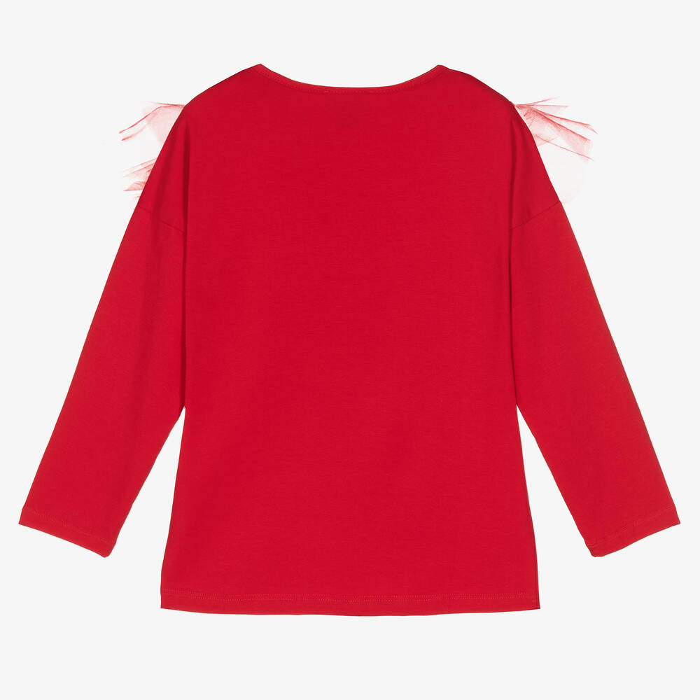 Rosalita Señoritas-توب قطن جيرسي وتول لون أحمر للبنات | Childrensalon Outlet