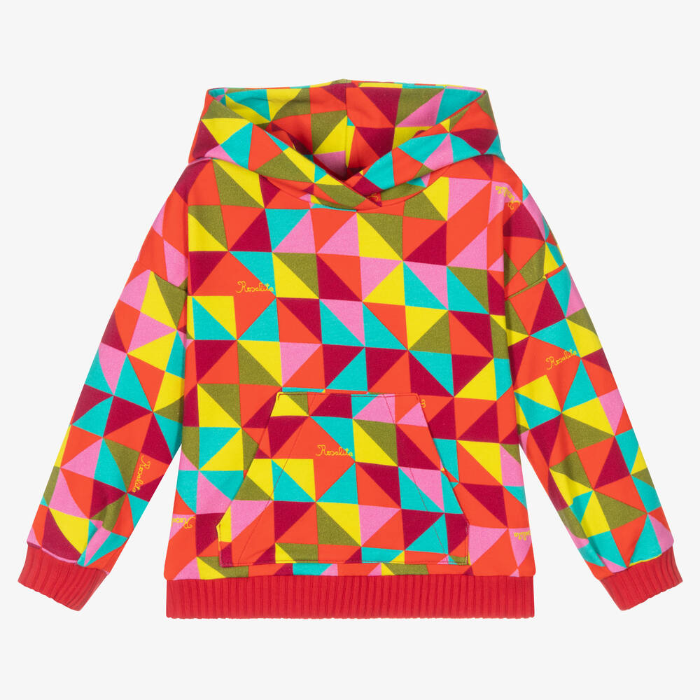 Rosalita Señoritas - Roter Kapuzenpulli mit geometrischem Print (M) | Childrensalon