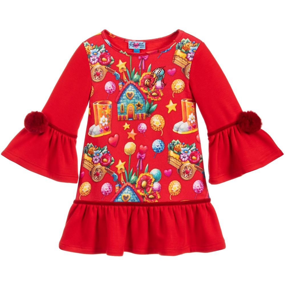 Rosalita Señoritas - فستان قطن جيرسي لون أحمر  | Childrensalon