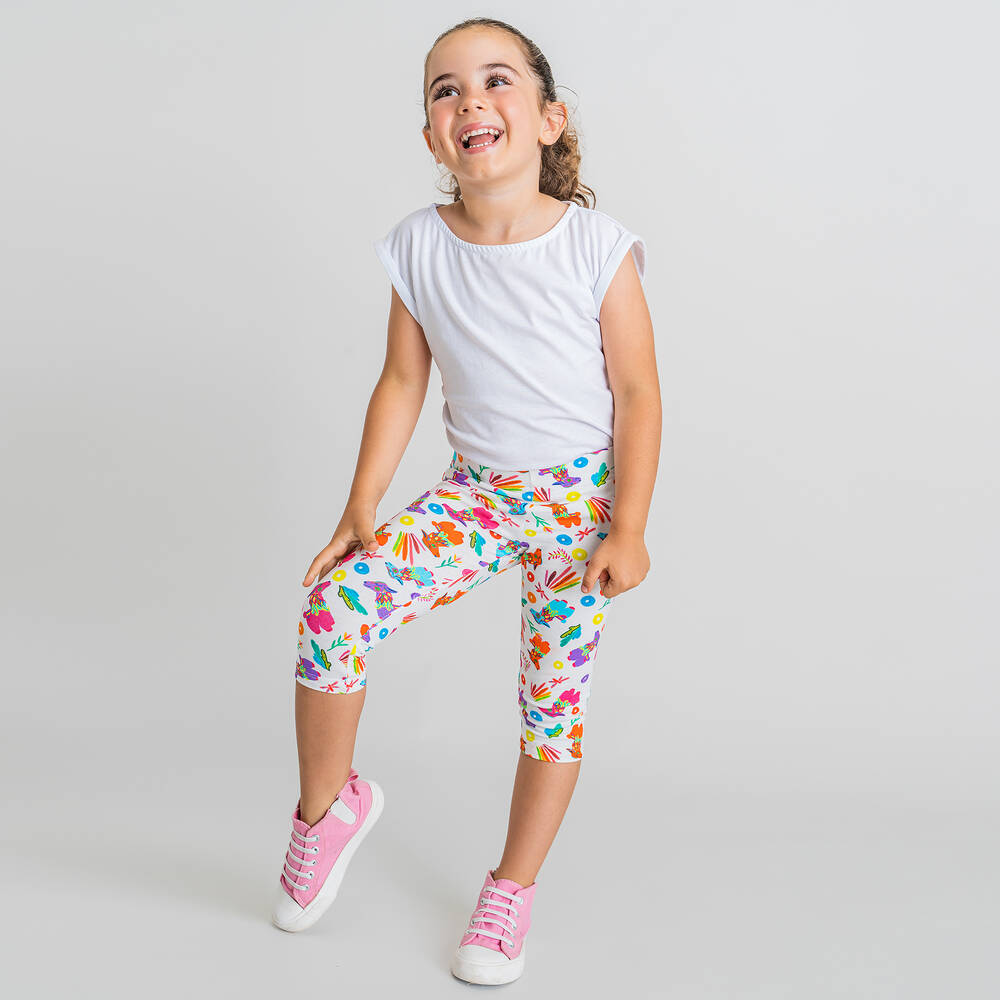 Rosalita Señoritas - Girls White Cotton Llama Leggings