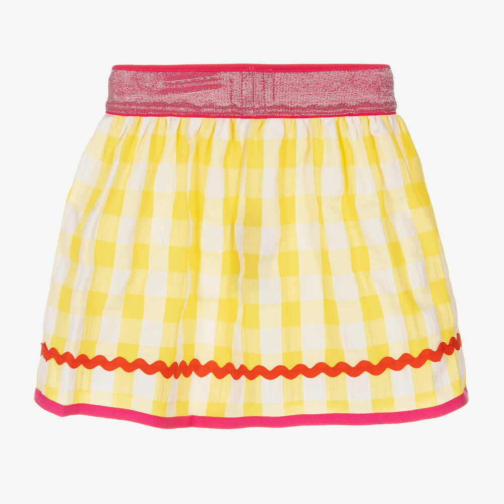 Pink and yellow plaid skirt cheap