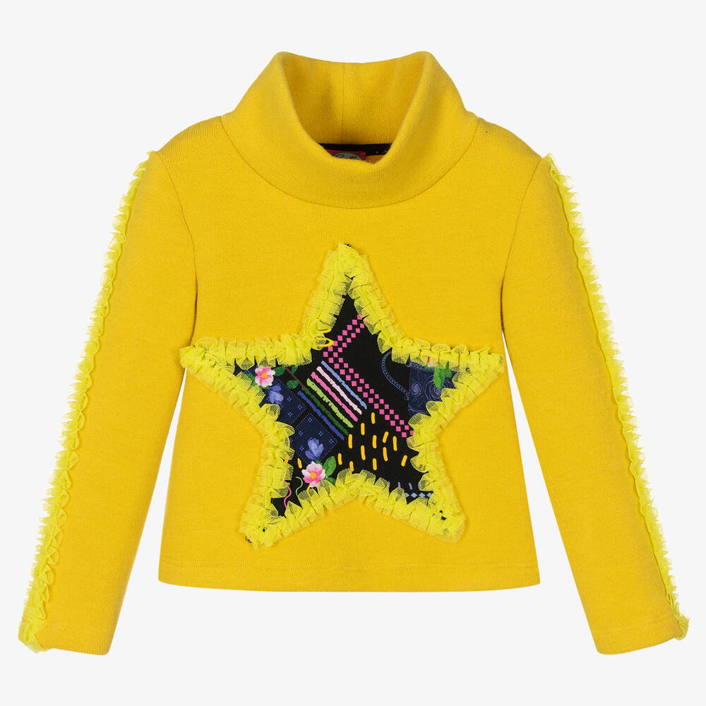 Rosalita Señoritas - Girls Yellow High Neck Sweater | Childrensalon