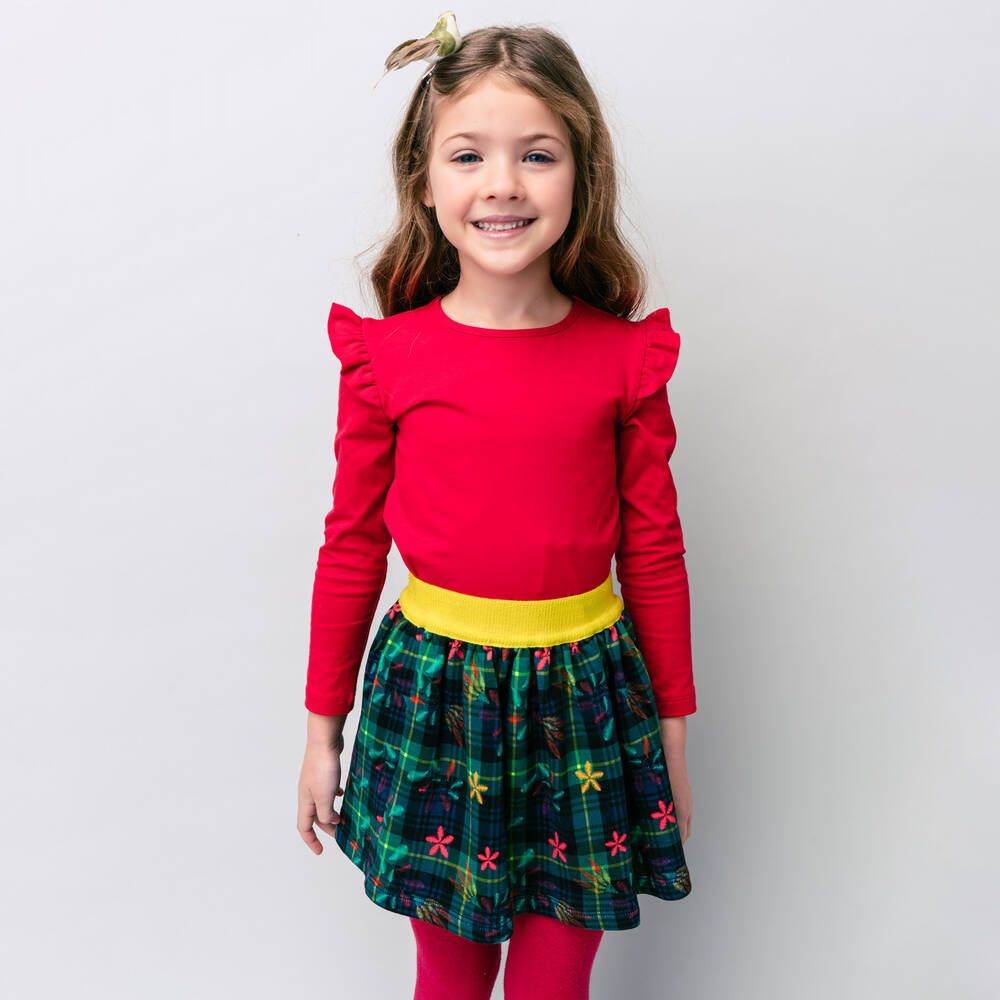 Rosalita Señoritas-Green Tartan Print Skirt | Childrensalon Outlet
