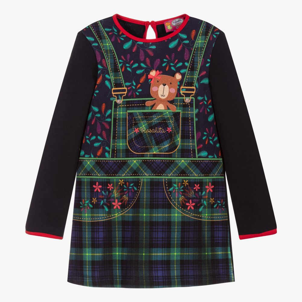 Rosalita Señoritas - Robe bleu marine et verte en jersey | Childrensalon