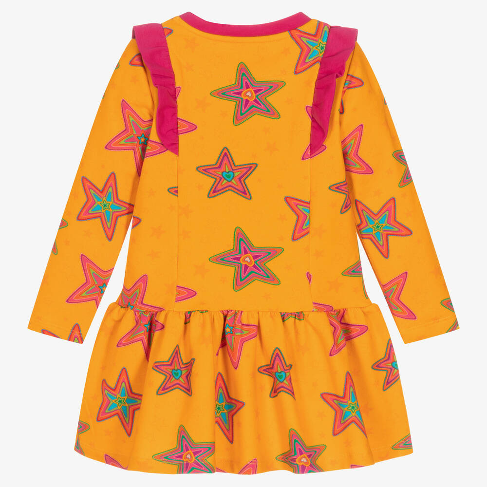 Rosalita Señoritas-Orange & Pink Star Cotton Dress | Childrensalon Outlet