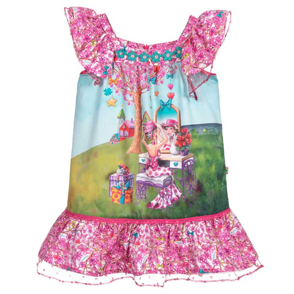 Rosalita Señoritas - Розовое хлопковое платье с цветами | Childrensalon